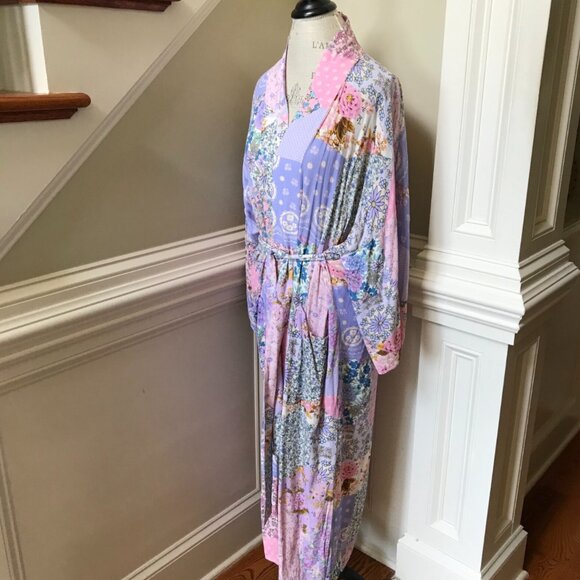 Spell Cha Cha Robe Dressing Gown Womens Medium Large Pink Purple Patchwork Maxi - Picture 9 of 13